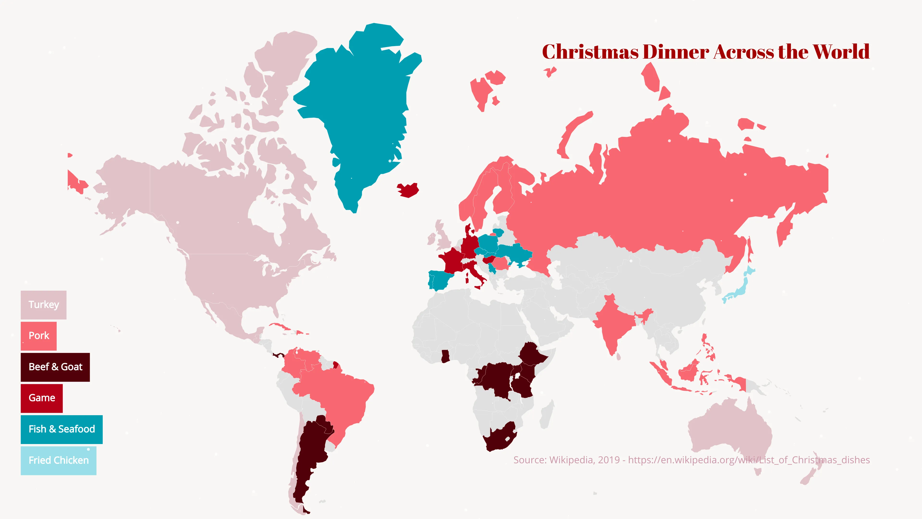 World Map example: Christmas Dinner Across the World