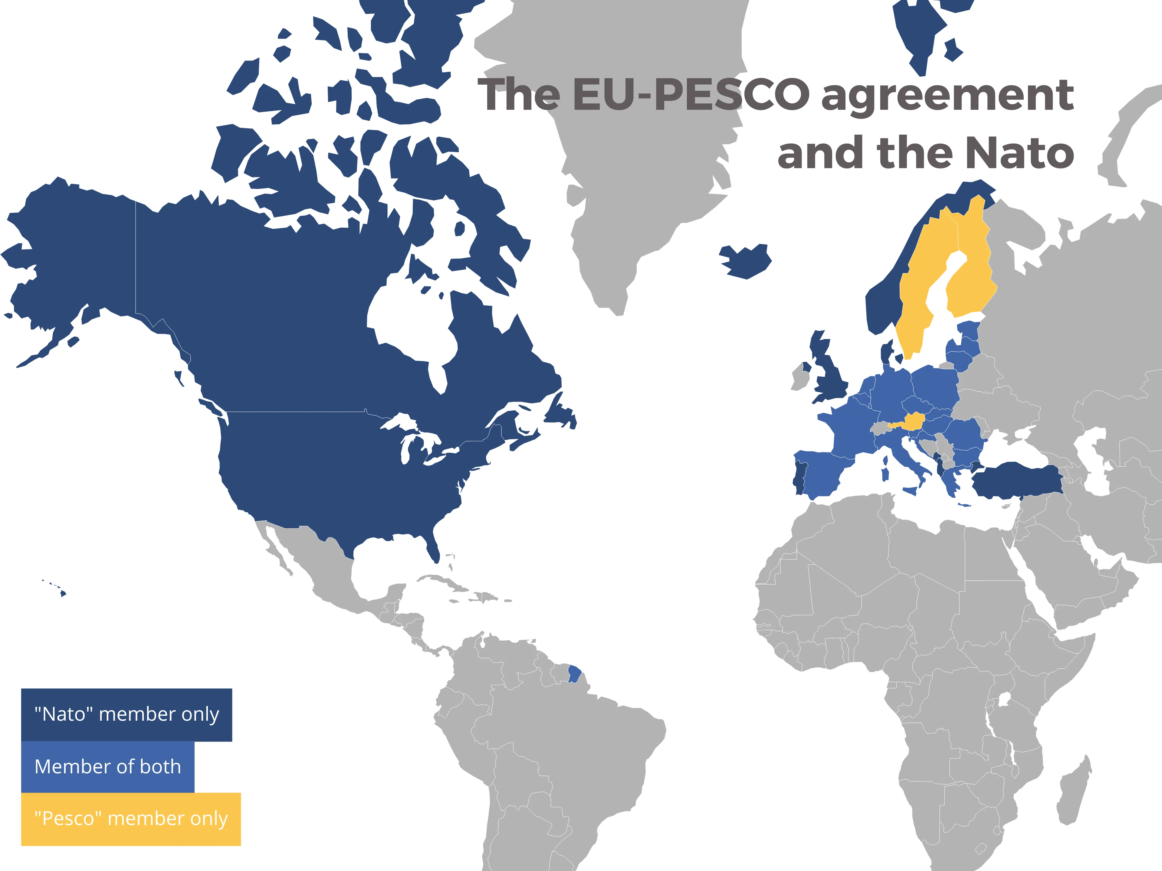 World Map example: The EU-PESCO agreement and the Nato