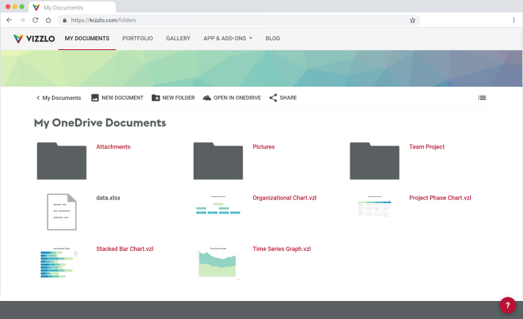 Vizzlo OneDrive screenshot