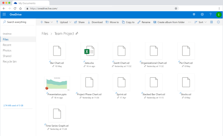 Vizzlo OneDrive screenshot